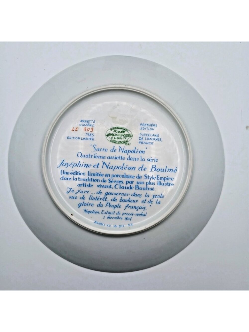 Limoges France Napoleon & Josephine Collector Plates Set 4 Hand Painted 8.25" - Picture 3 of 9